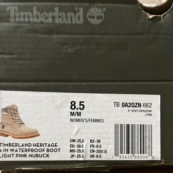 Timberland Heritage 6 Inch Waterproof Boots 'Light Pink Nubuck' NEW Sz 8.5 - Picture 4 of 4